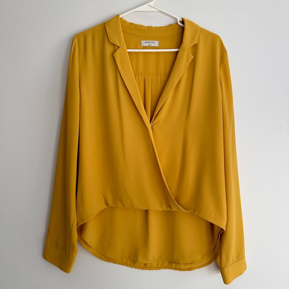 Aritzia Babaton Yellow Long Sleeve Blouse